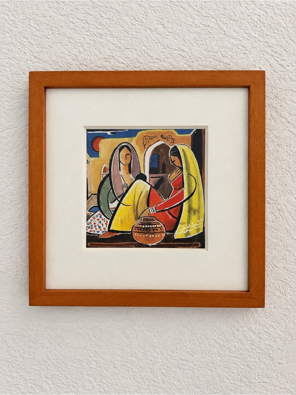 Signed Indian Gouache Painting Sailoz Mookherjea Style Vintage Original Art